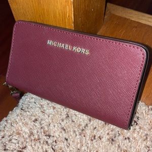 Red/ Burgundy wristlet wallet / phone holder